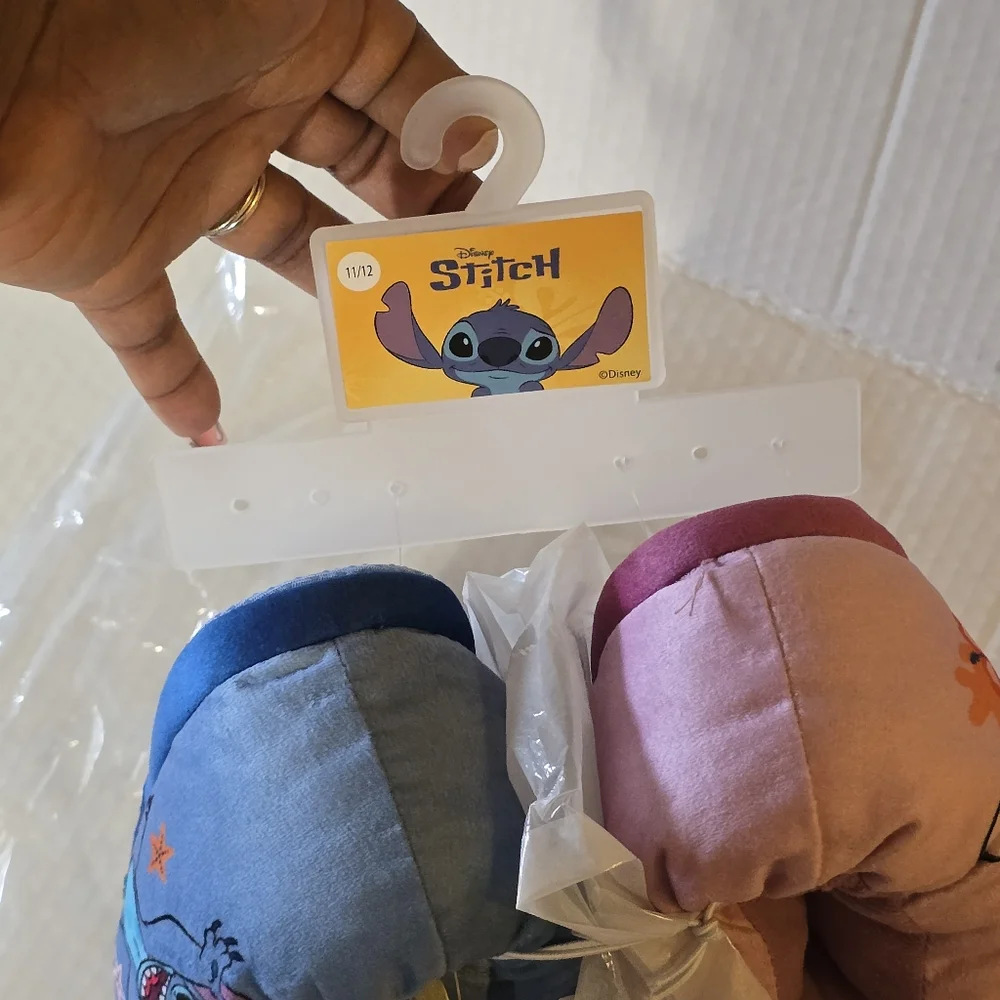 Disney Stitch & Angel Slippers Kids Size 11/12 Plush Lilo & Stitch Blue Pink